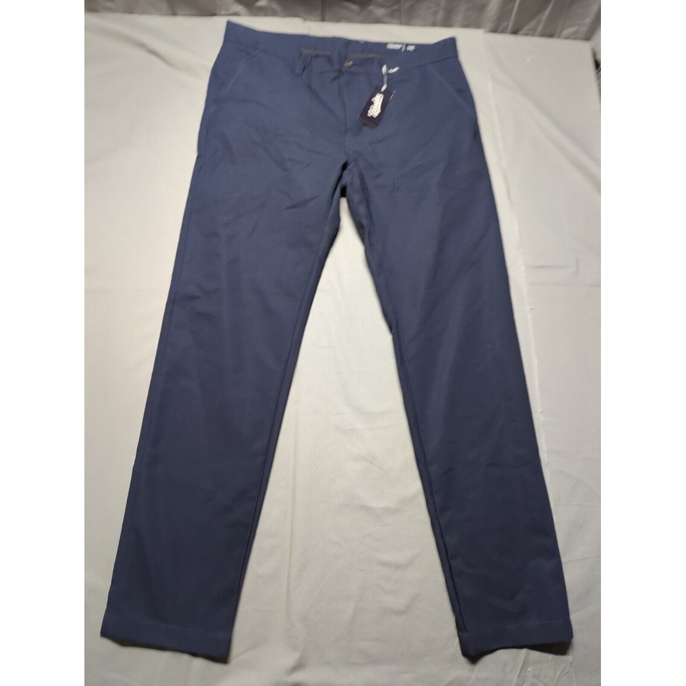 Woodies Mens Navy Blue Performance Chino Pants Custom Tailored Size 37x30 VK‎